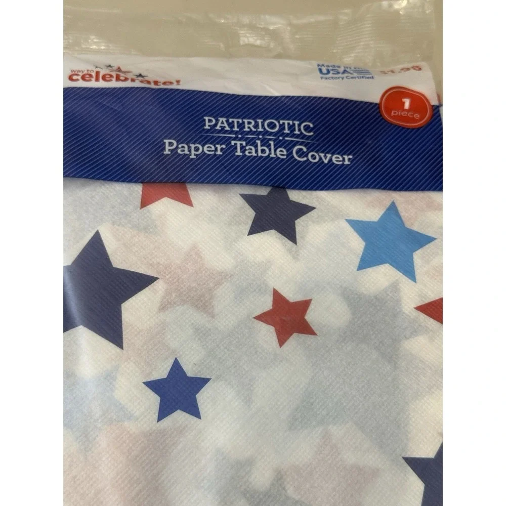 Vintage Lot of 2 Paper Table Covers Stars USA Celebration 54 x 84
